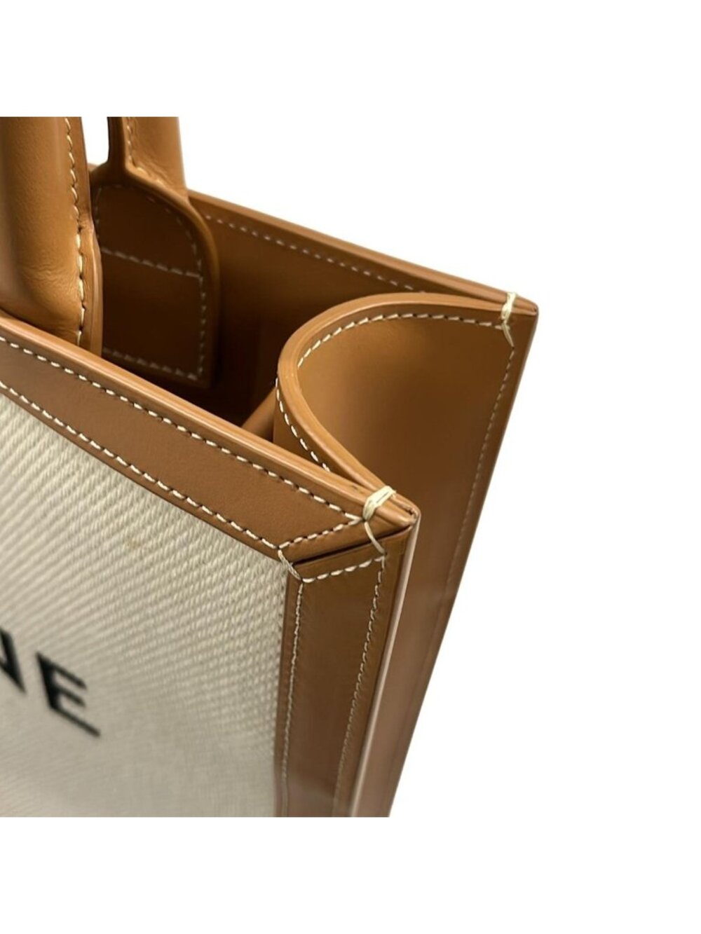 Celine Tote Small Vertical Cabas Ivory Brown Leather - Picture 13 of 15
